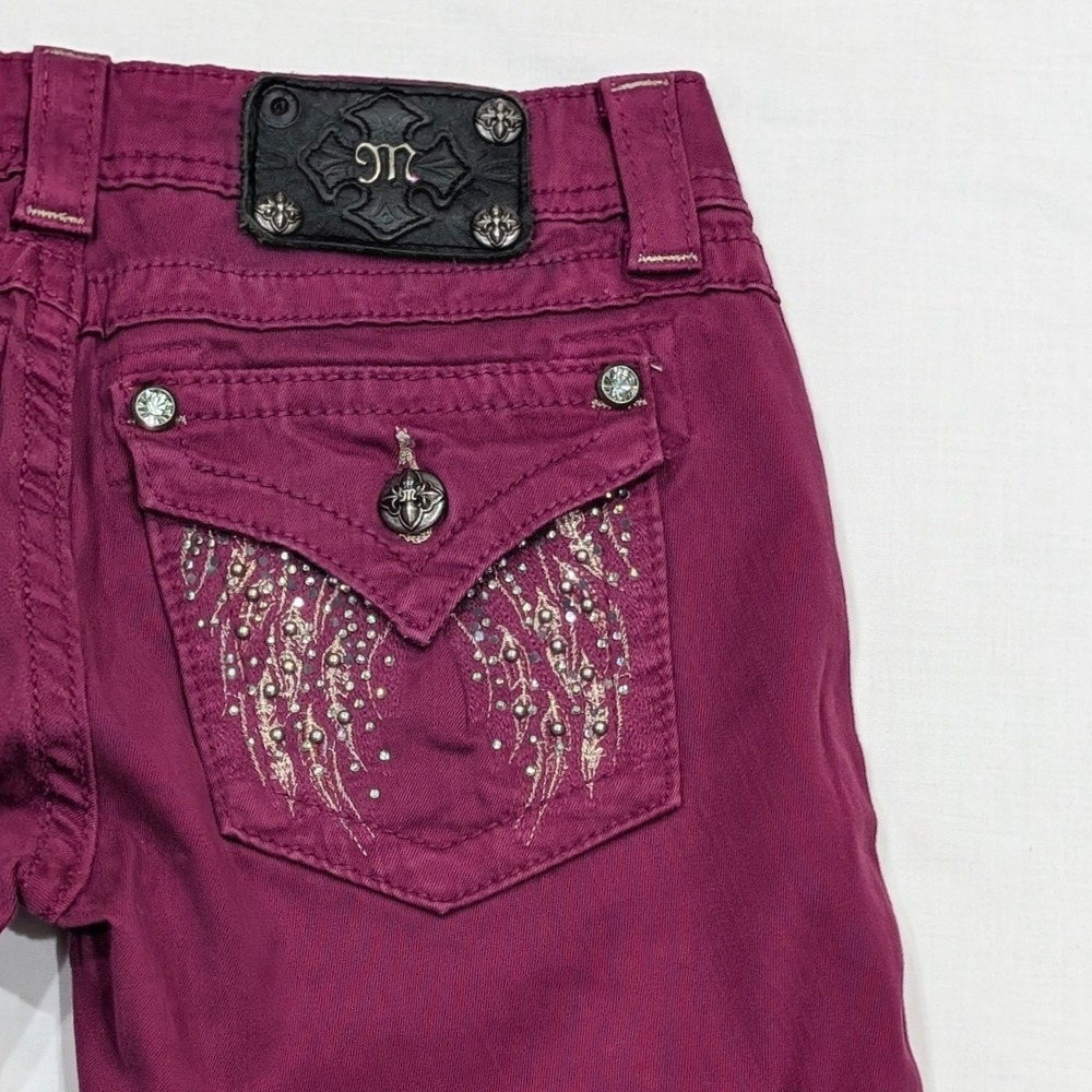 Miss Me Magenta Skinny Jeans JP561653 Purple Embellished Flap Pocket Size 26